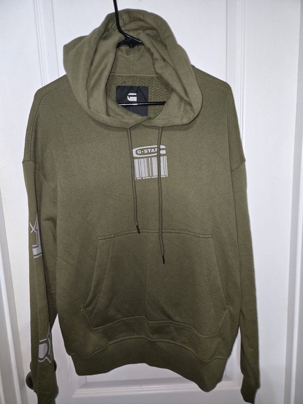 G-Star Olive Hoodie with Front Logo and Sleeve Graphics